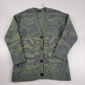 Rails Runi Green Camo Button Up Cardigan Womens sz Small Boho Alpaca